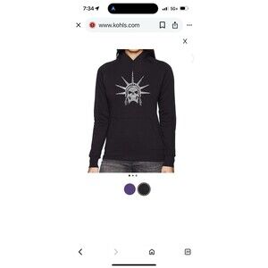 Lane Seven Unisex Graphic Hoodie – Size Small Black Skull Statue of Liberty